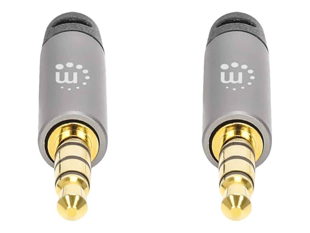 Manhattan Stereo Audio 3.5mm Cable, 5m, Male/Male, Slim Design, Black/Silver, Premium with 24 karat gold plated contacts