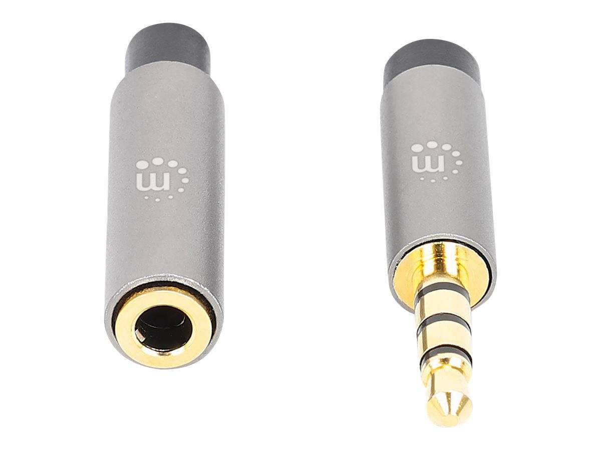 Manhattan Stereo Audio 3.5mm Extension Cable, 3m, Male/Female, Slim Design, Black/Silver, Premium with 24 karat gold pla