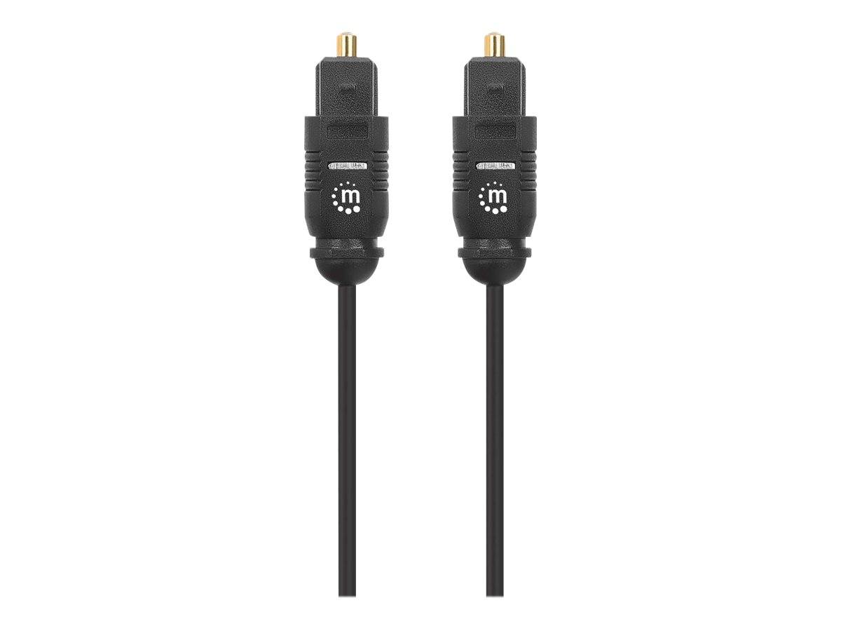 Manhattan Toslink Digital Optical AudioCable, 1m, Male/Male, Toslink S/PDIF, Gold plated contacts, Lifetime Warranty, Po