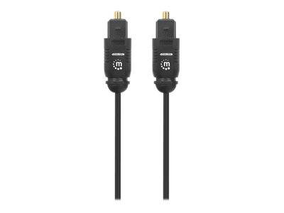 Manhattan Toslink Digital Optical AudioCable, 2m, Male/Male, Toslink S/PDIF, Gold plated contacts, Lifetime Warranty, Po