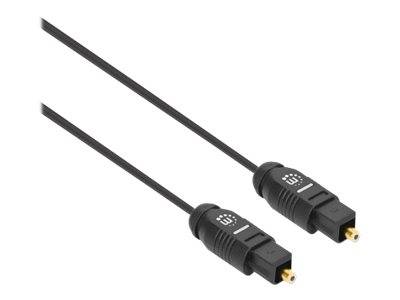 Manhattan Toslink Digital Optical AudioCable, 2m, Male/Male, Toslink S/PDIF, Gold plated contacts, Lifetime Warranty, Po
