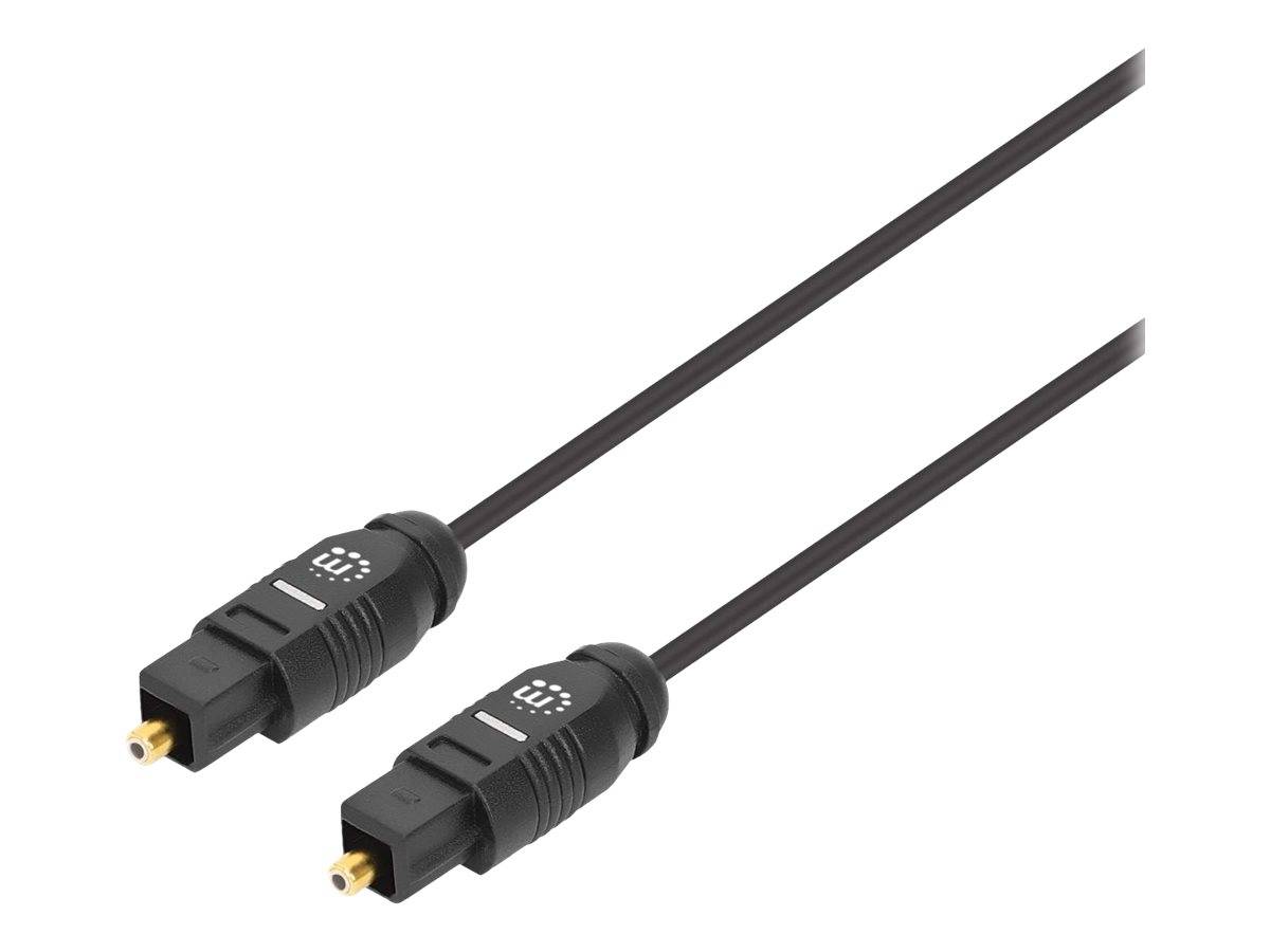 Manhattan Toslink Digital Optical AudioCable, 3m, Male/Male, Toslink S/PDIF, Gold plated contacts, Lifetime Warranty, Po