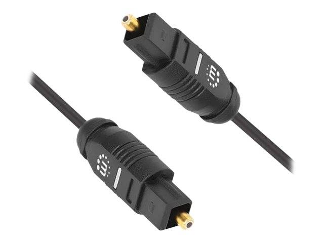 Manhattan Toslink Digital Optical AudioCable, 3m, Male/Male, Toslink S/PDIF, Gold plated contacts, Lifetime Warranty, Po