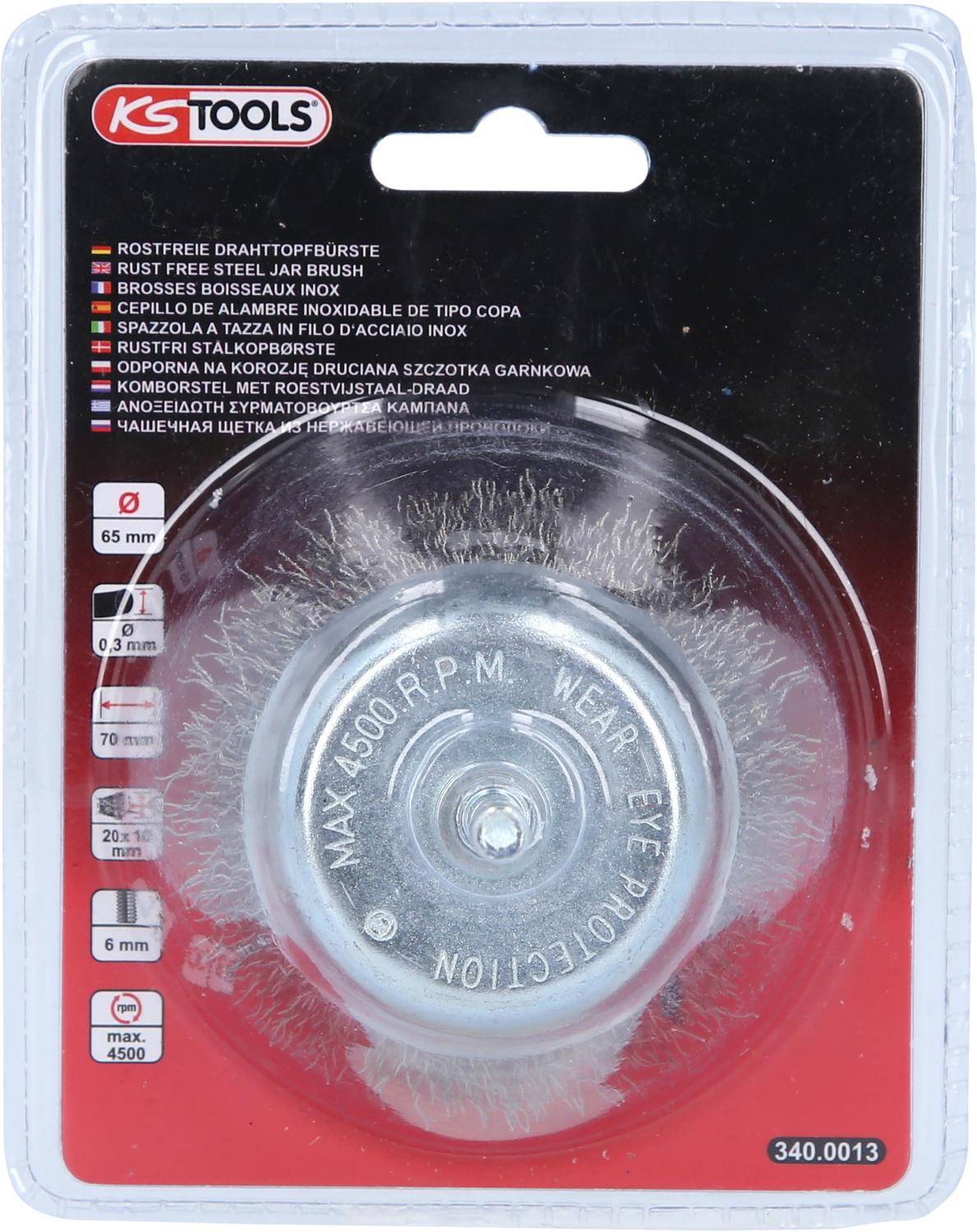 KS TOOLS Rostfreie Drahttopfbrste 0,3mm, 65mm