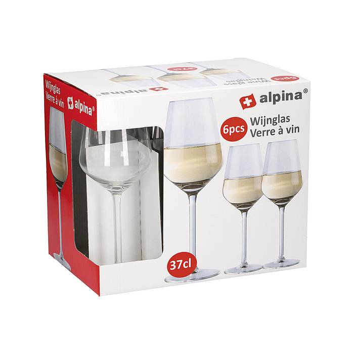 Alpina 86430 Weissweinkelch 370 ml, Glas, klar (6er Pack)