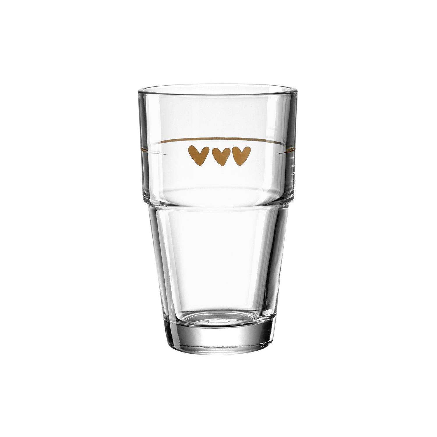 LEONARDO 043467 Solo Latte Macchiato Becher mit Motiv Herzen, Glas, 410 ml, klar