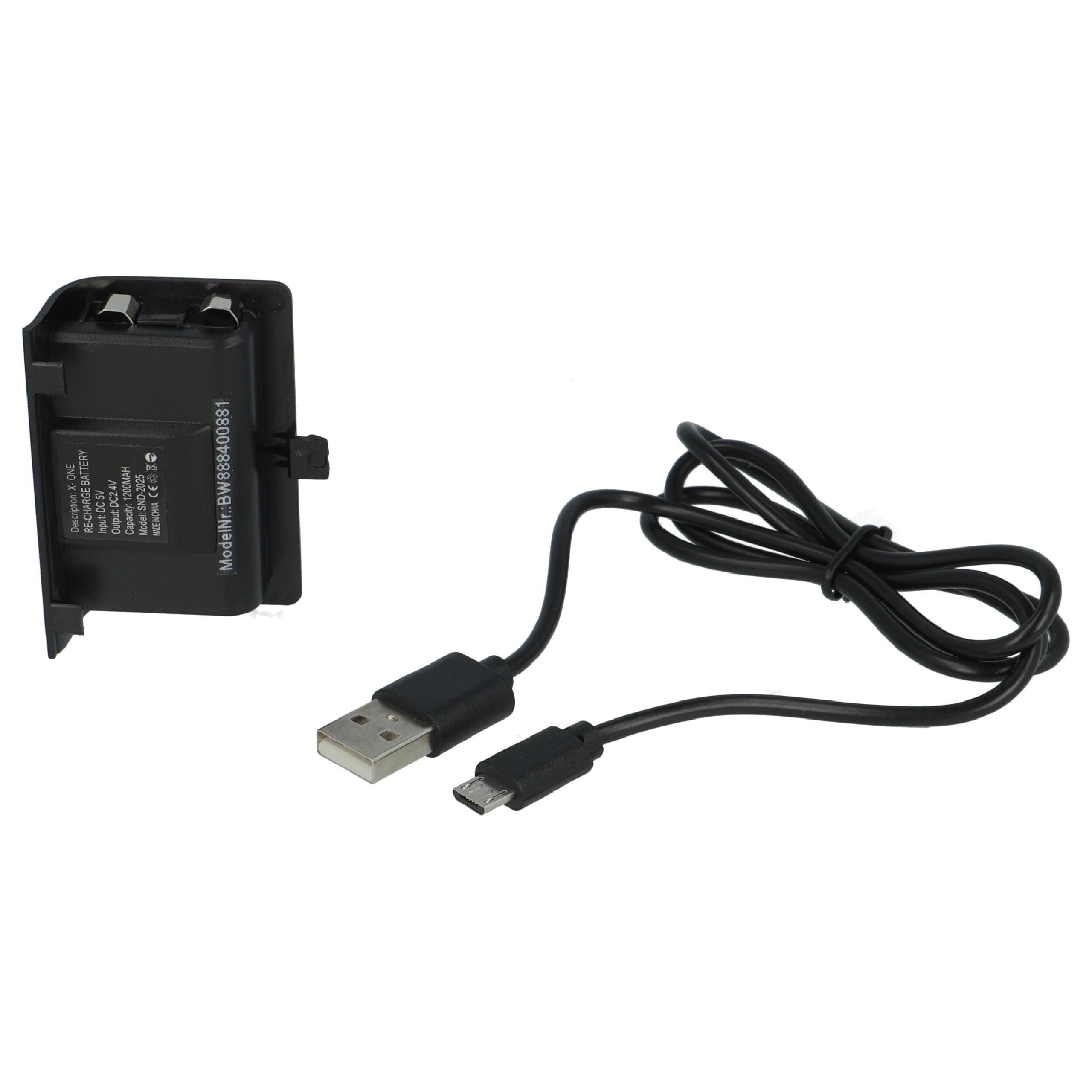 Schwarzer USB-Ladadapter mit angeschlossenem Kabel und Micro-USB-Anschluss, dargestellt auf weißem Hintergrund.