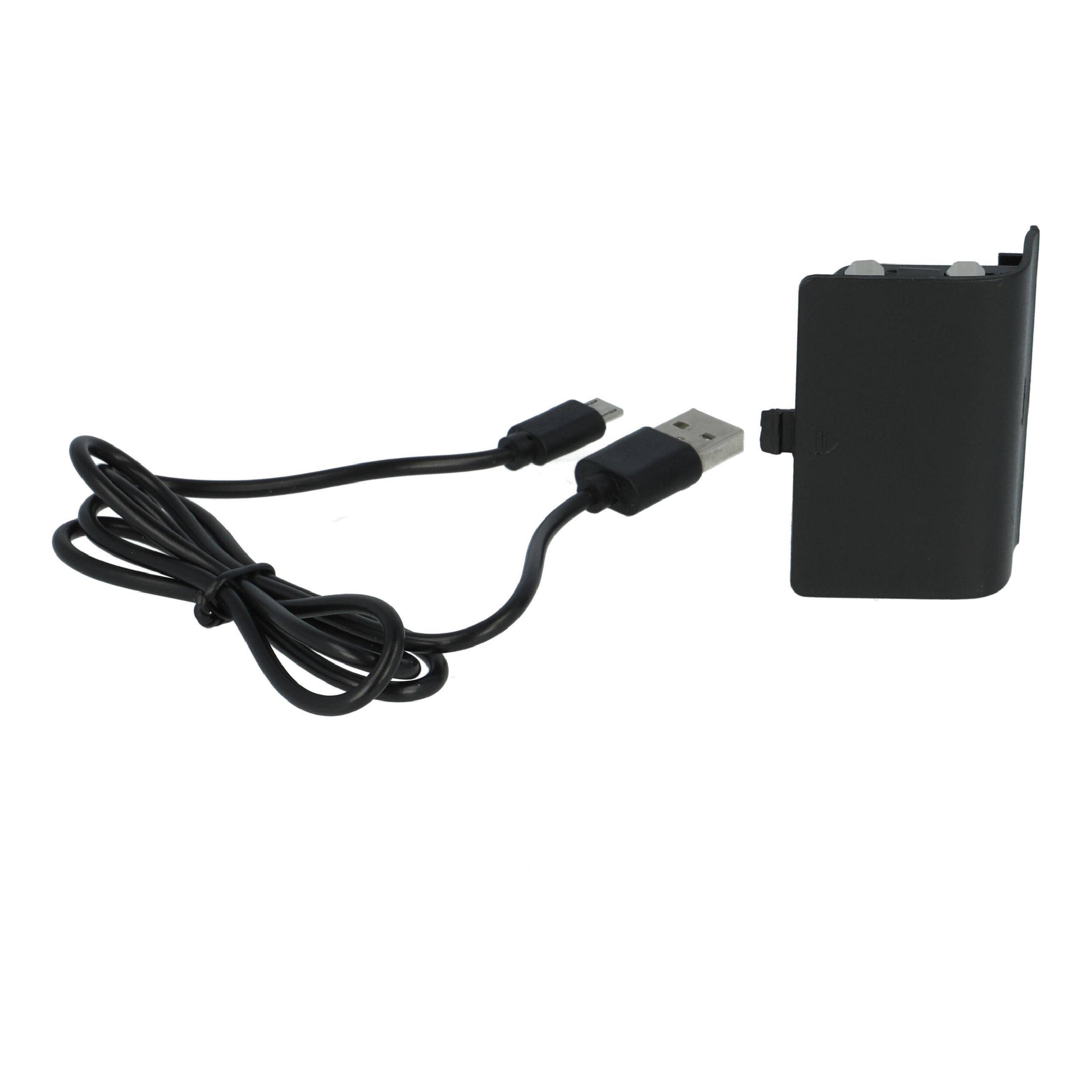 Schwarzes USB-Ladekabel mit rechteckiger Gerätedockingstation oder Adapter auf weißem Hintergrund.