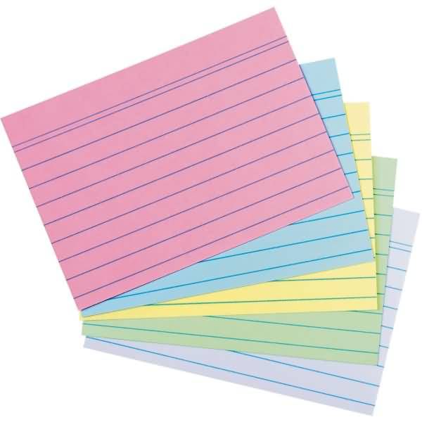 Karteikarten A6 liniert 180g/qm farbig sortiert VE=100 Stück