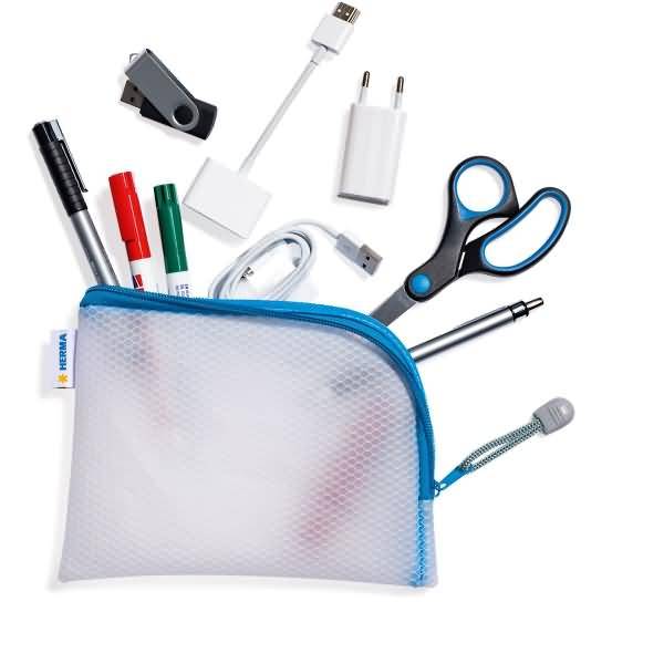 Universaltasche A6 19x14cm transparent/blau