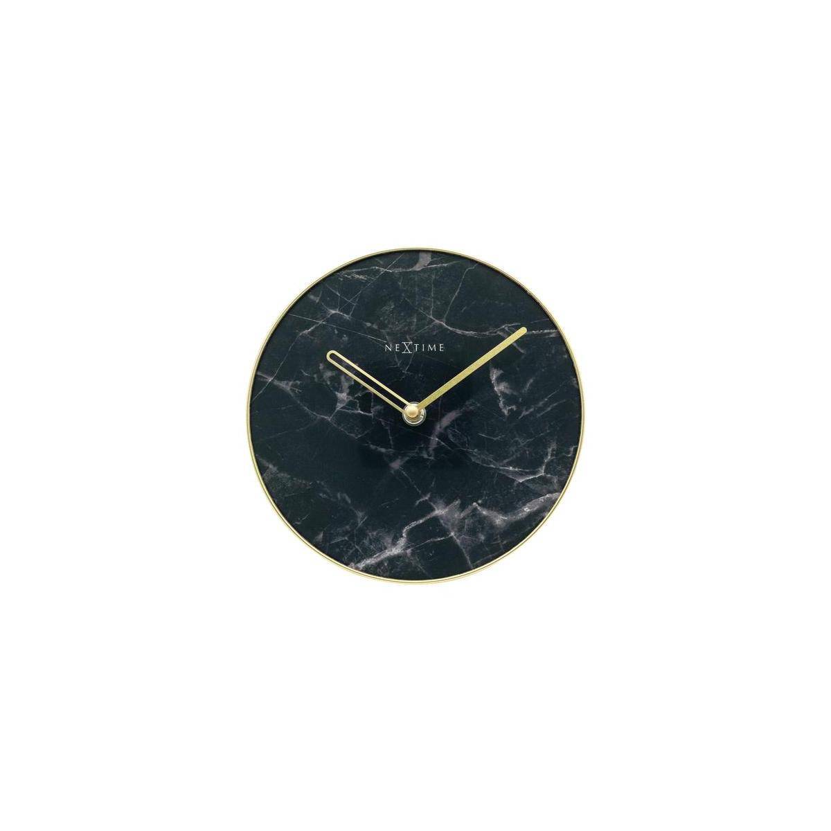 5222ZW - Tisch/Wanduhr "Marmor", Glas/Metall, Schwarz, 20 cm