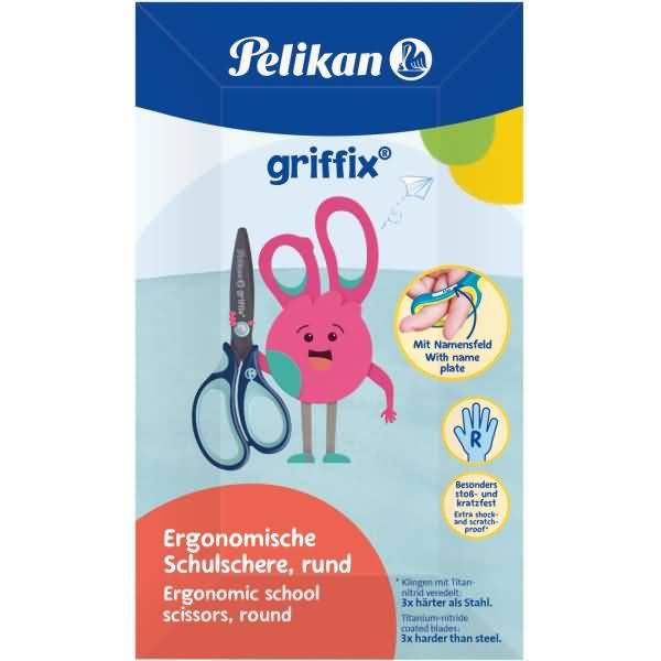 Schulschere griffix Rechtshänder Rund 14cm Blau
