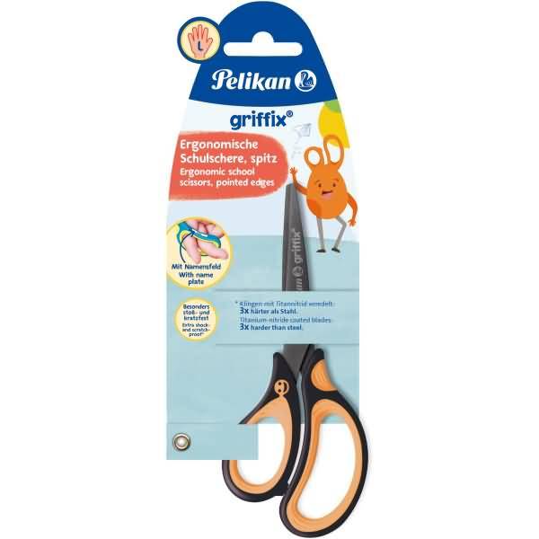 Schulschere griffix spitz Linkshänder NeonBlack