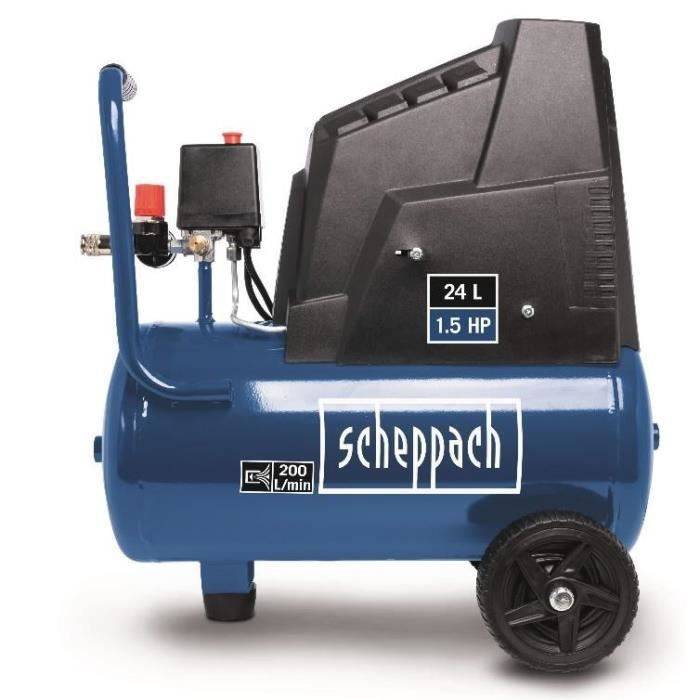 Horizontaler Luftkompressor Scheppach HC30o - 24L - 110 W - 8 bar (Lieferung mit 13 Zubehörteilen)