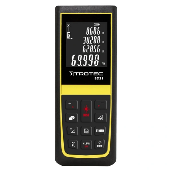 TROTEC Laser Entfernungsmesser BD21 – Digitales Messgerät Entfernung – Reichweite bis 70 m, 90°-Neigungssensor, IP54, Wasserwaage, Abschaltautom TROTEC Laser Entfernungsmesser BD21 – Digitales Messgerät Entfernung – Reichweite bis 70 m, 90°-Neigungssensor, IP54, Wasserwaage, Abschaltautom