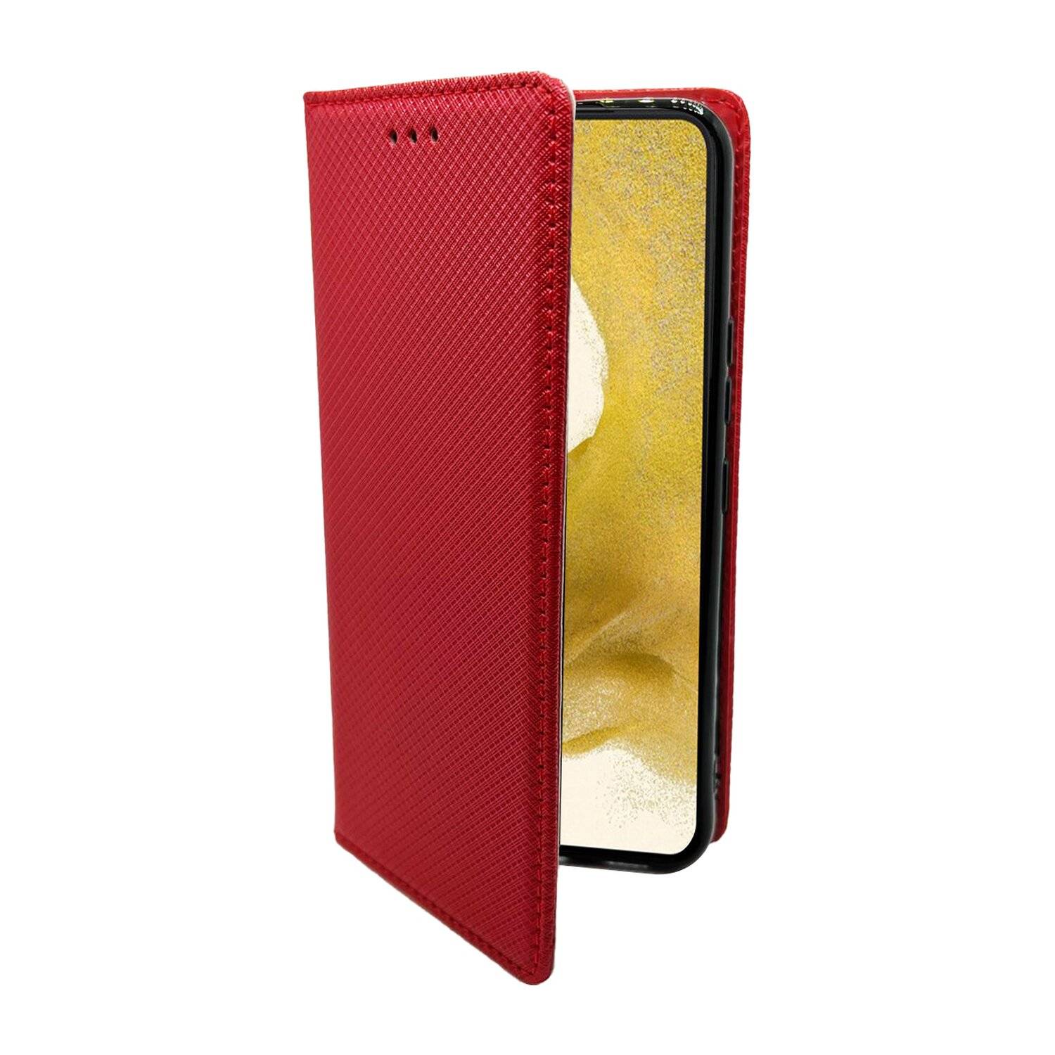 Buch Tasche "Smart" für SAMSUNG GALAXY S22 (SM-S901B) Handy Hülle Etui Schutzhülle mit Standfunktion, Kartenfach Rot