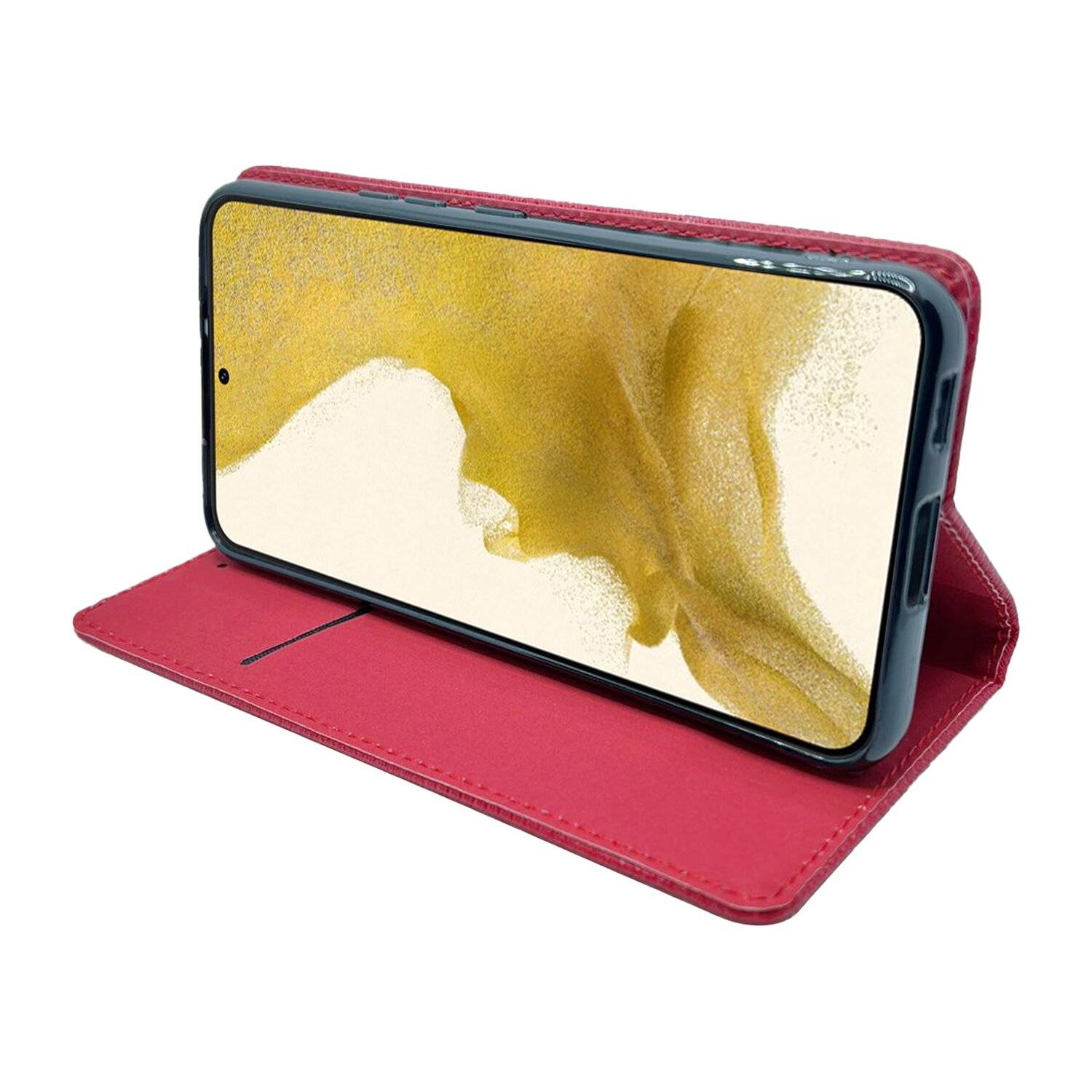 Buch Tasche "Smart" für SAMSUNG GALAXY S22 (SM-S901B) Handy Hülle Etui Schutzhülle mit Standfunktion, Kartenfach Rot
