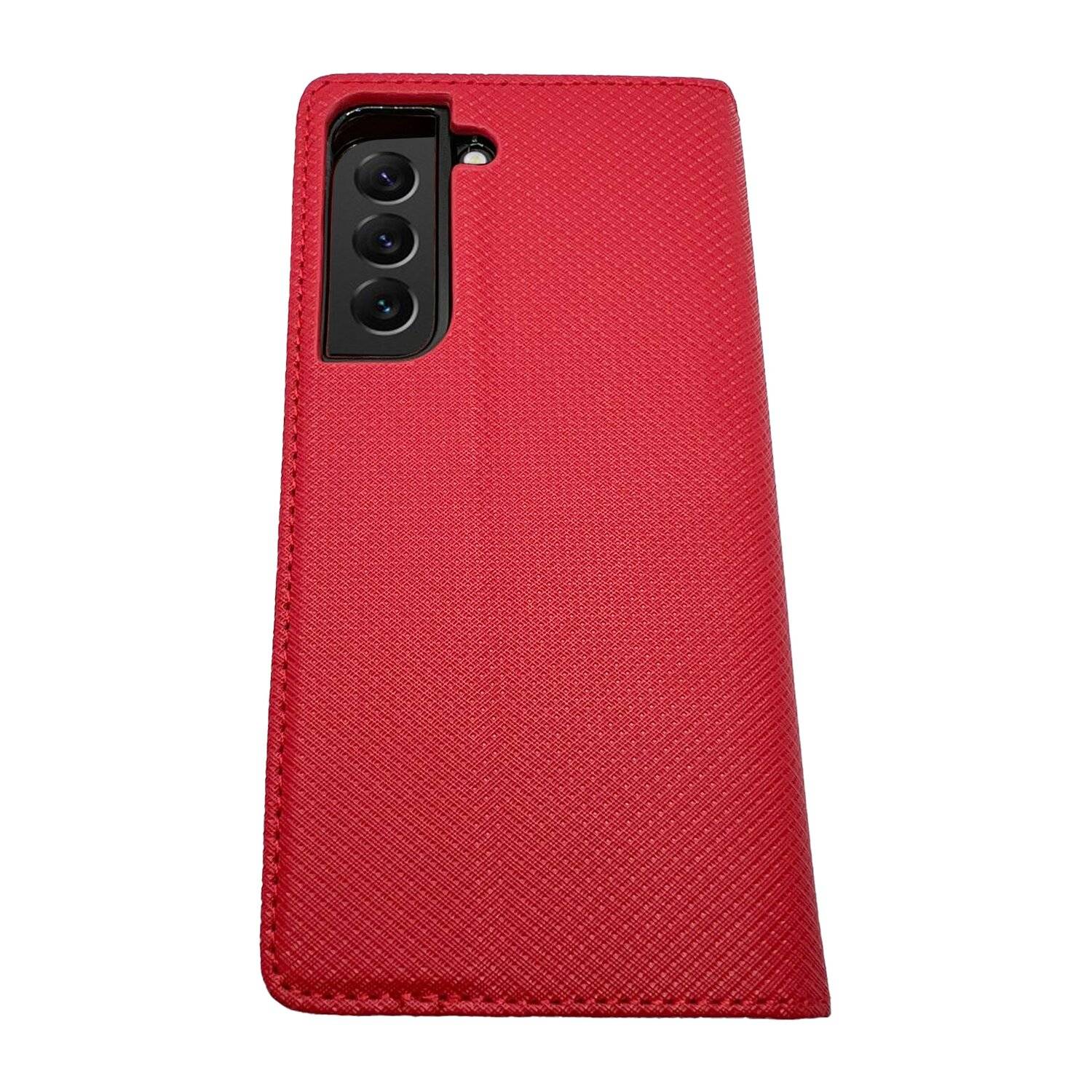 Buch Tasche "Smart" für SAMSUNG GALAXY S22 (SM-S901B) Handy Hülle Etui Schutzhülle mit Standfunktion, Kartenfach Rot