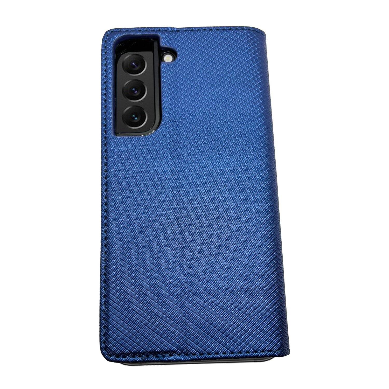 Buch Tasche "Smart" für SAMSUNG GALAXY S22 Plus (SM-906B) Handy Hülle Schutzhülle mit Standfunktion, Kartenfach Blau