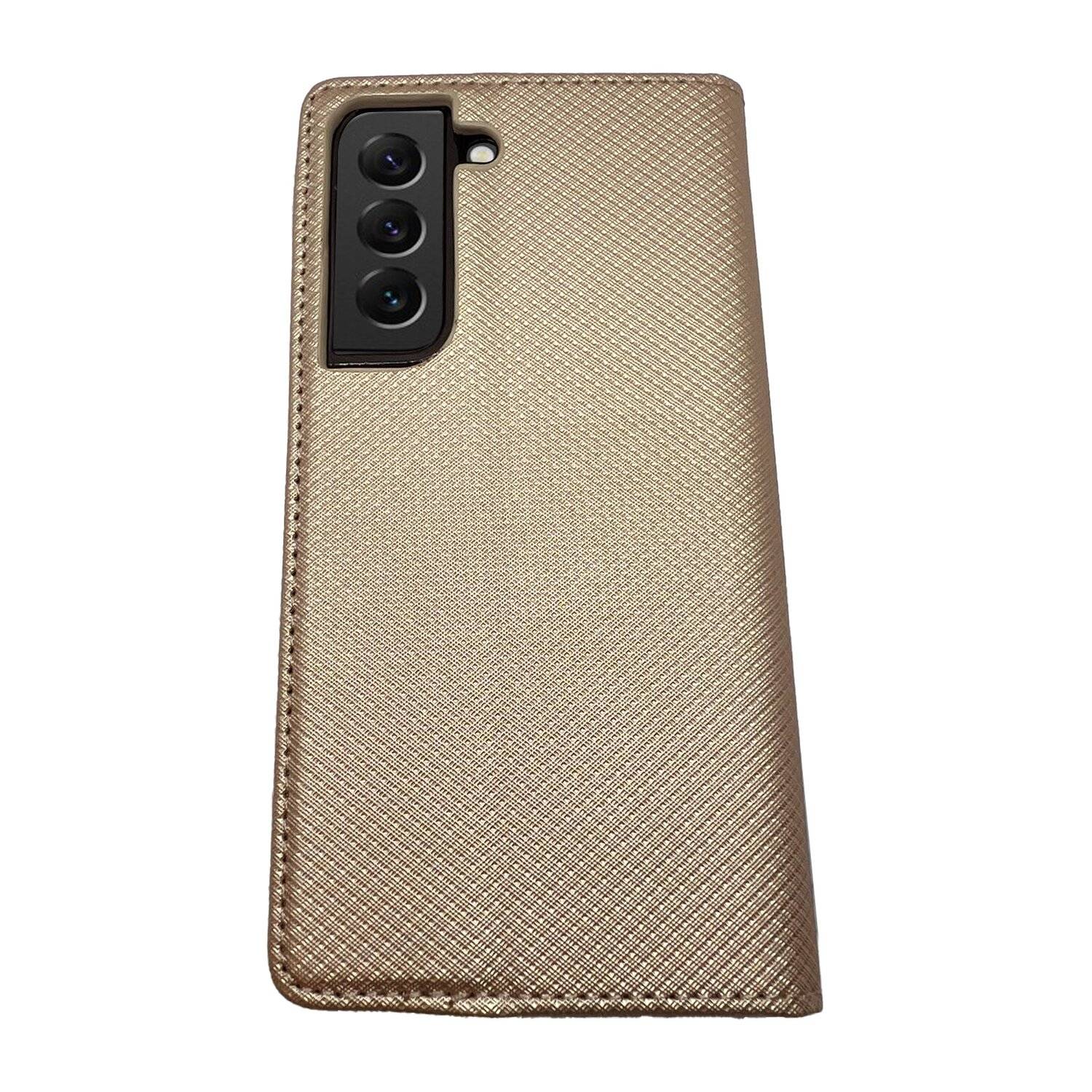Buch Tasche "Smart" für SAMSUNG GALAXY S22 Plus (SM-906B) Handy Hülle Schutzhülle mit Standfunktion, Kartenfach Gold