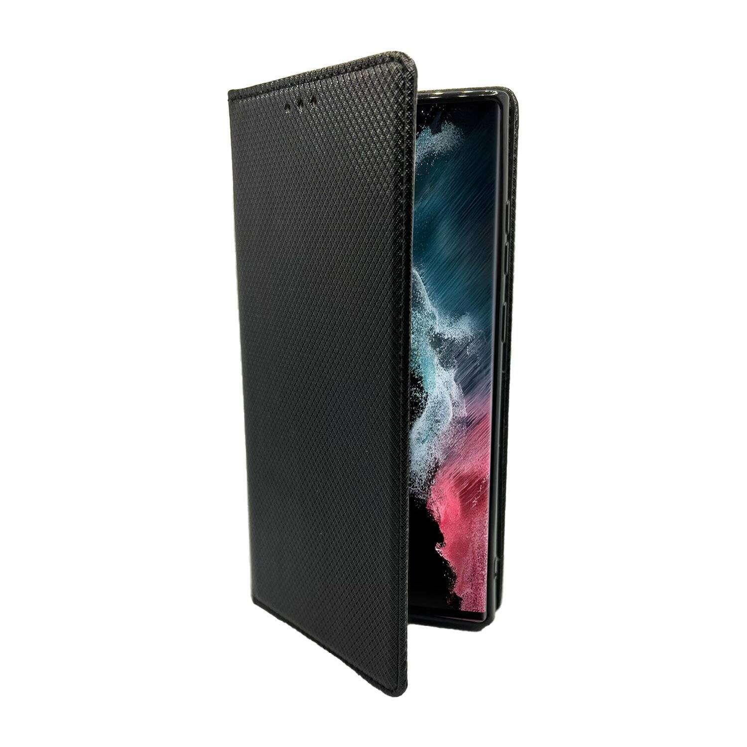 Buch Tasche "Smart" für SAMSUNG GALAXY S22 ULTRA (SM-908B) Handy Hülle Schutzhülle mit Standfunktion, Kartenfach Schwarz