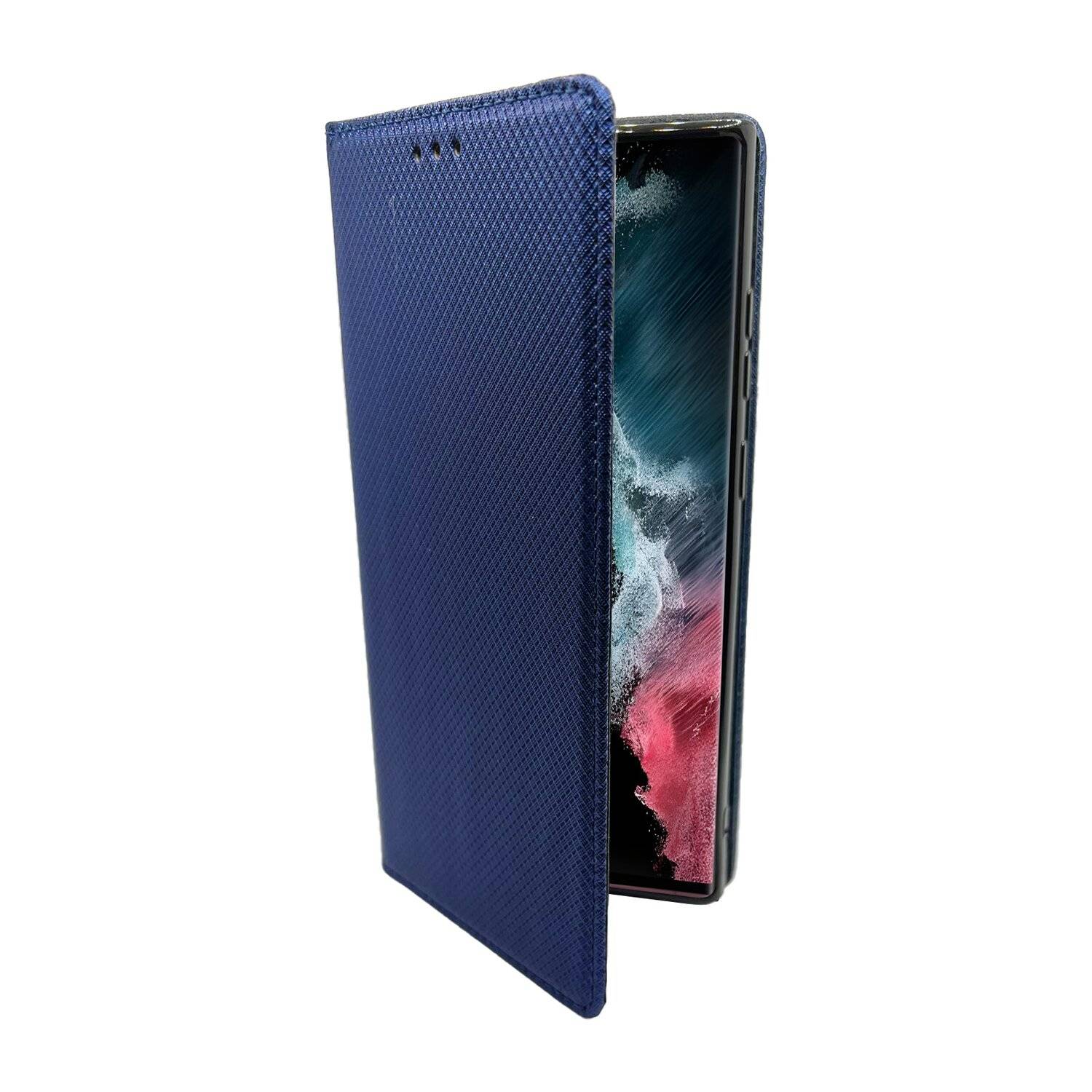 Buch Tasche "Smart" für SAMSUNG GALAXY S22 ULTRA (SM-908B) Handy Hülle Schutzhülle mit Standfunktion, Kartenfach Blau