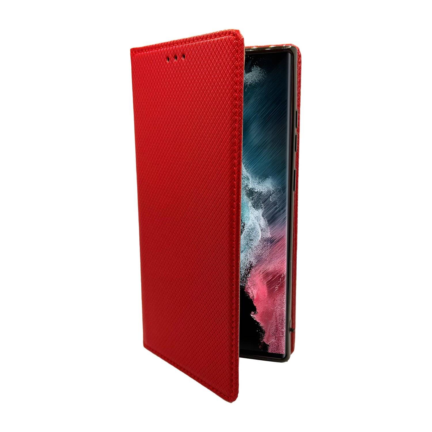 Buch Tasche "Smart" für SAMSUNG GALAXY S22 ULTRA (SM-908B) Handy Hülle Schutzhülle mit Standfunktion, Kartenfach Rot