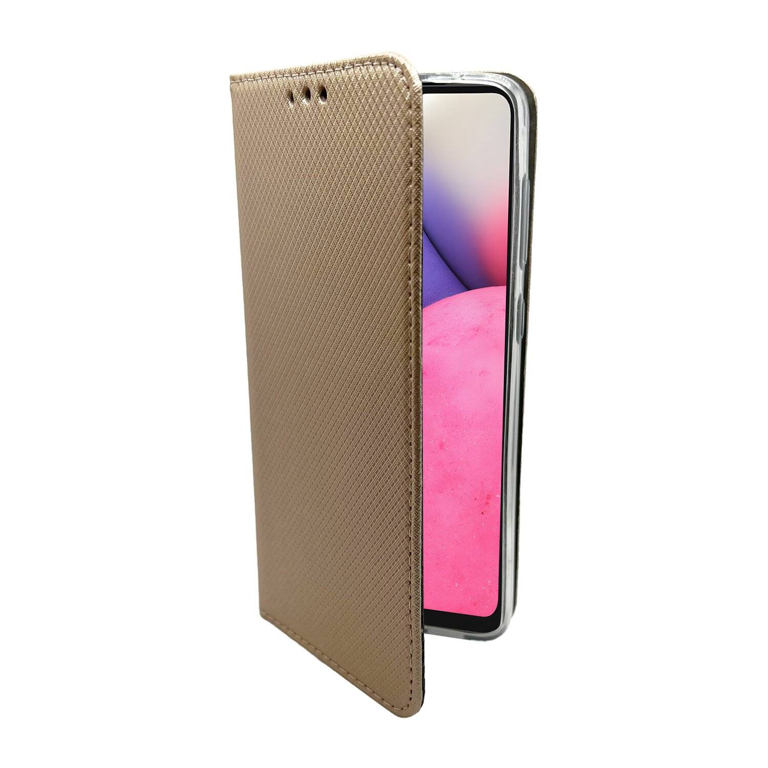 Buch Tasche "Smart" für SAMSUNG GALAXY A33 5G Handy Hülle Etui Schutzhülle mit Standfunktion, Kartenfach Gold