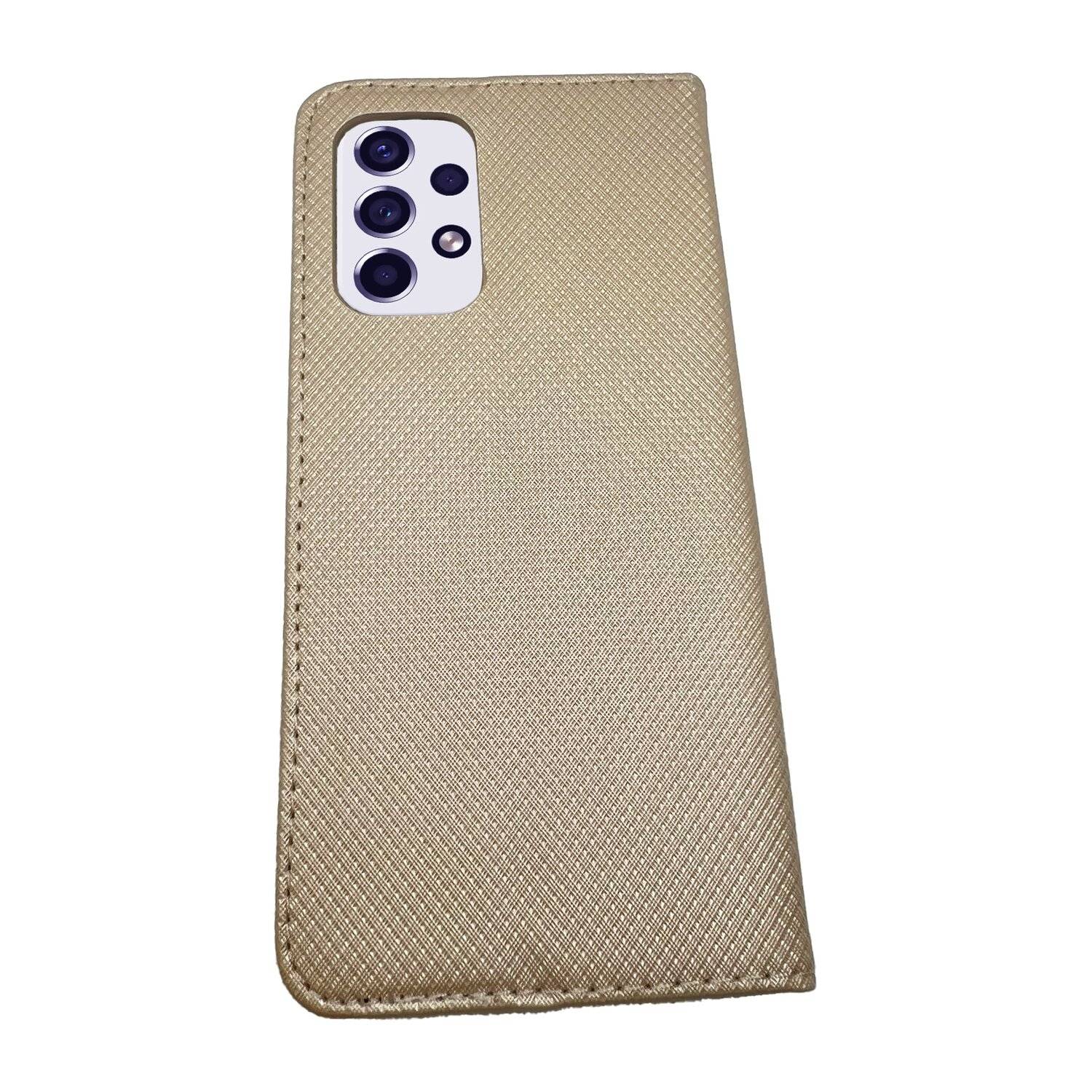 Buch Tasche "Smart" für SAMSUNG GALAXY A33 5G Handy Hülle Etui Schutzhülle mit Standfunktion, Kartenfach Gold