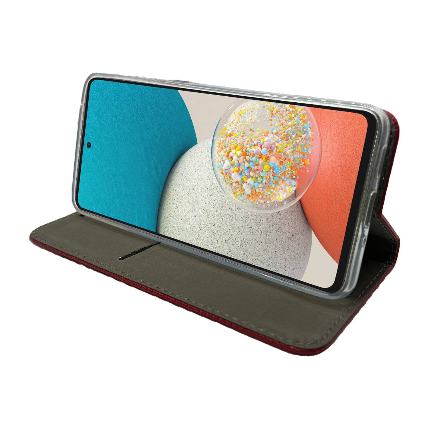 Buch Tasche "Smart" für SAMSUNG GALAXY A53 5G Handy Hülle Etui Schutzhülle mit Standfunktion, Kartenfach Rot