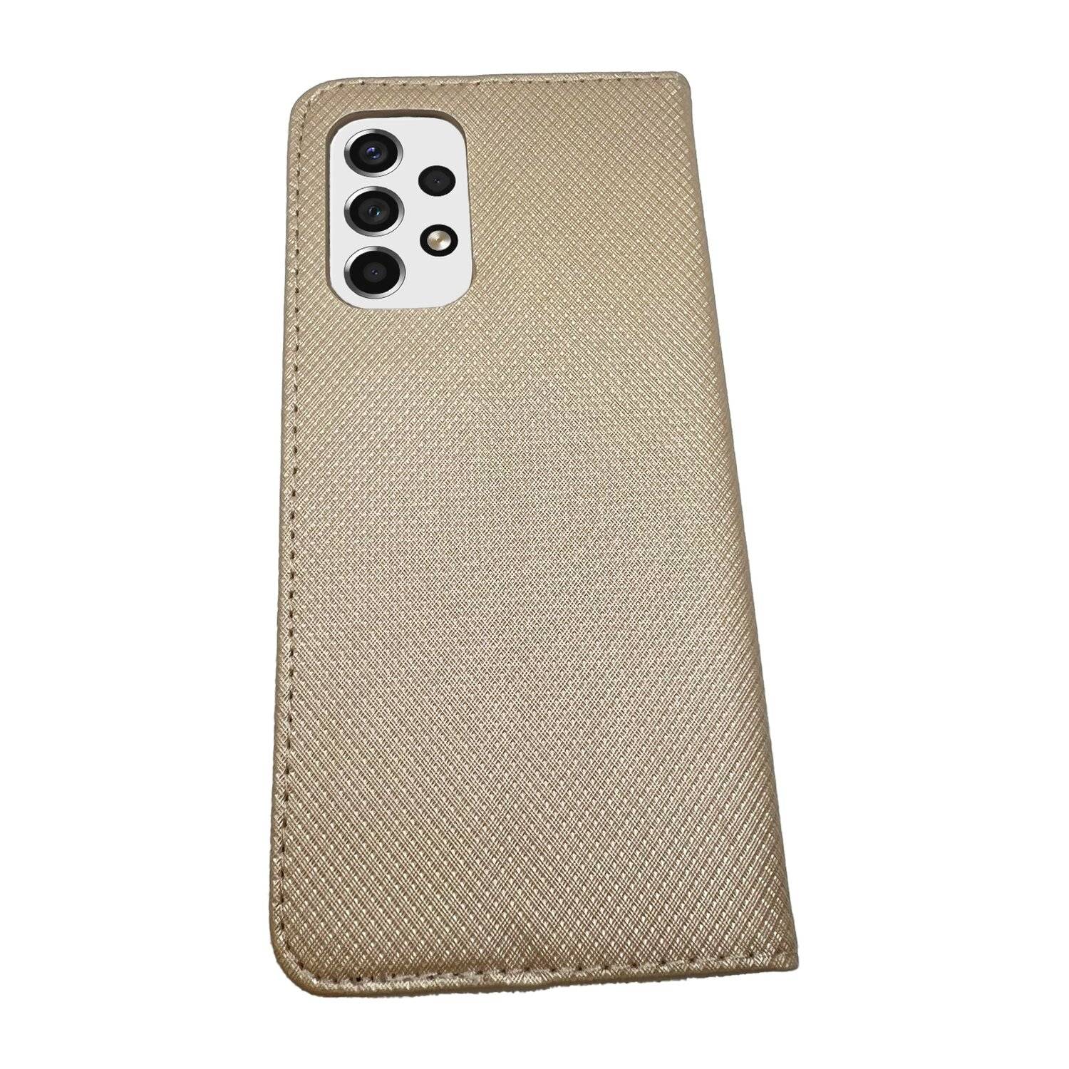 Buch Tasche "Smart" für SAMSUNG GALAXY A53 5G Handy Hülle Etui Schutzhülle mit Standfunktion, Kartenfach Gold