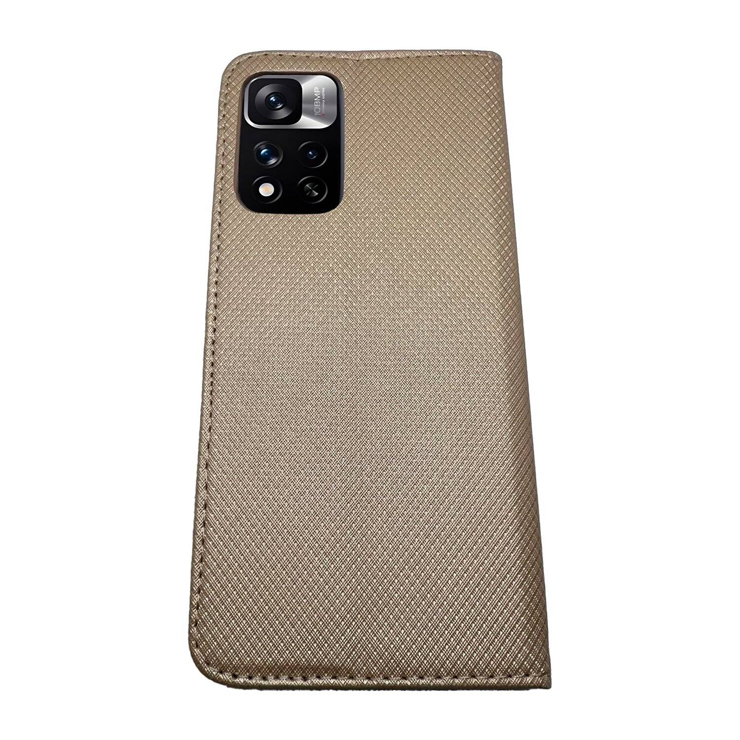 Buch Tasche "Smart" für XIAOMI REDMI NOTE 11 PRO 5G Handy Hülle Etui Schutzhülle mit Standfunktion, Kartenfach Gold