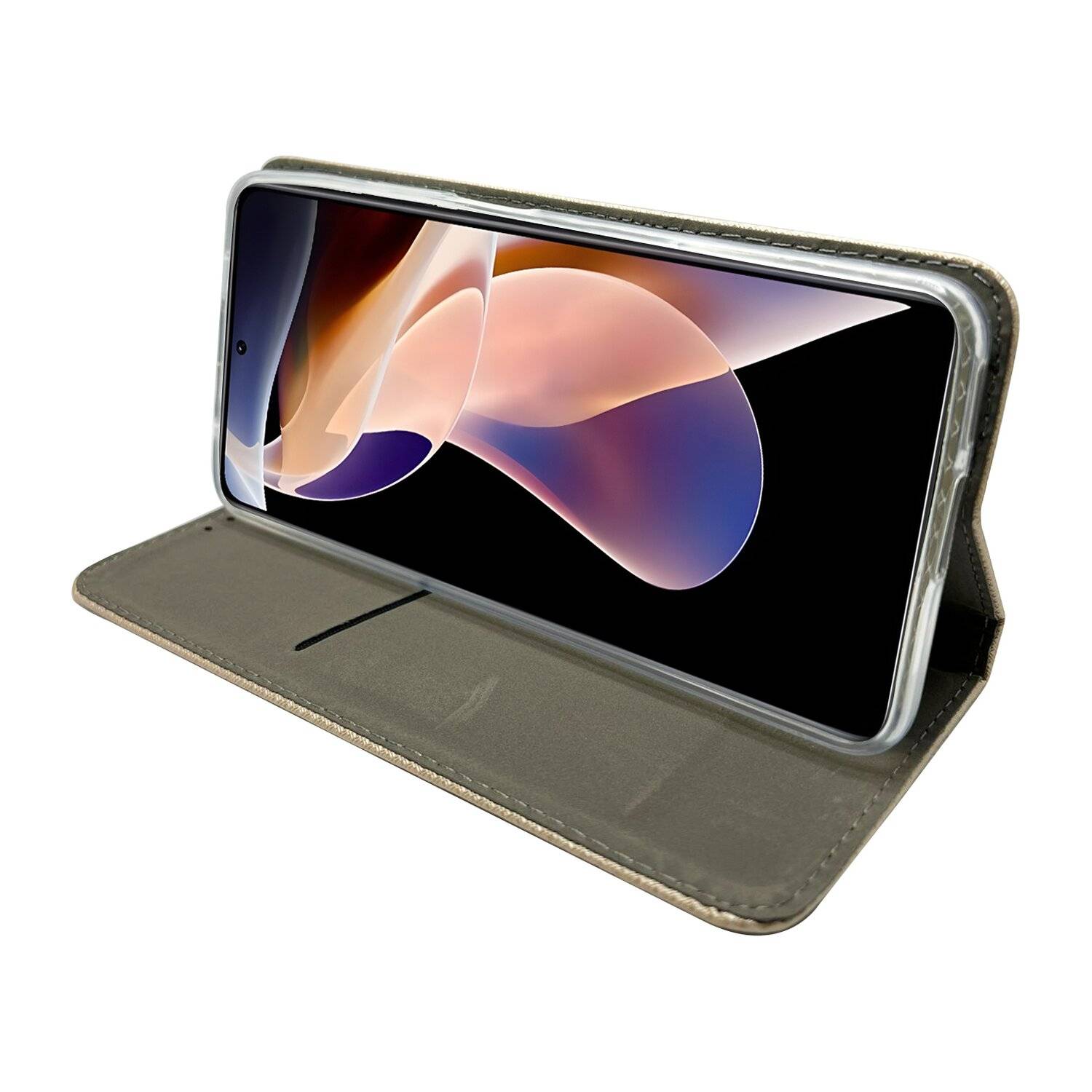 Buch Tasche "Smart" für XIAOMI REDMI NOTE 11 PRO 5G Handy Hülle Etui Schutzhülle mit Standfunktion, Kartenfach Gold
