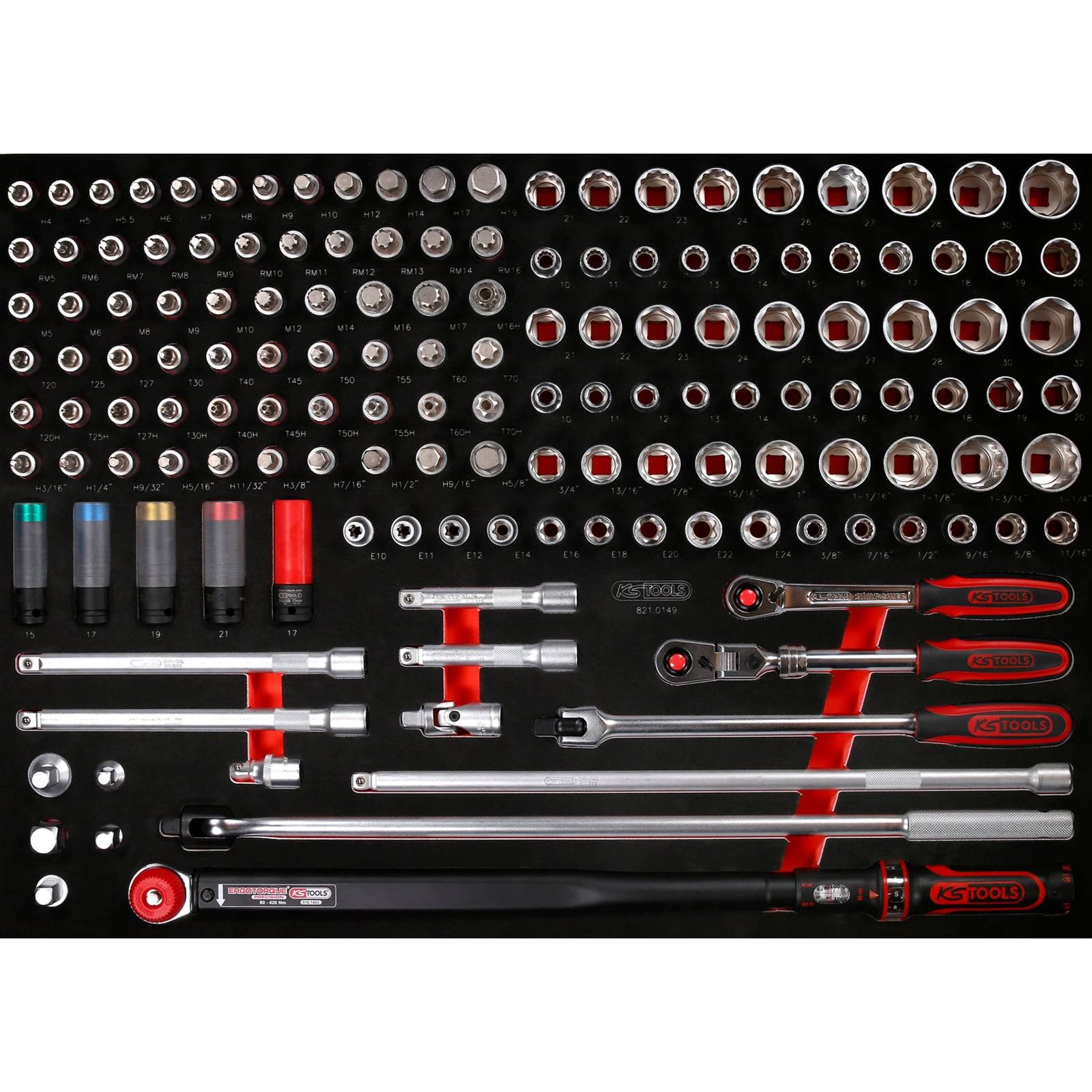 KS TOOLS 1/2" Steckschlüssel-Satz in Schaumstoffeinlage 149tlg. - 821.0149