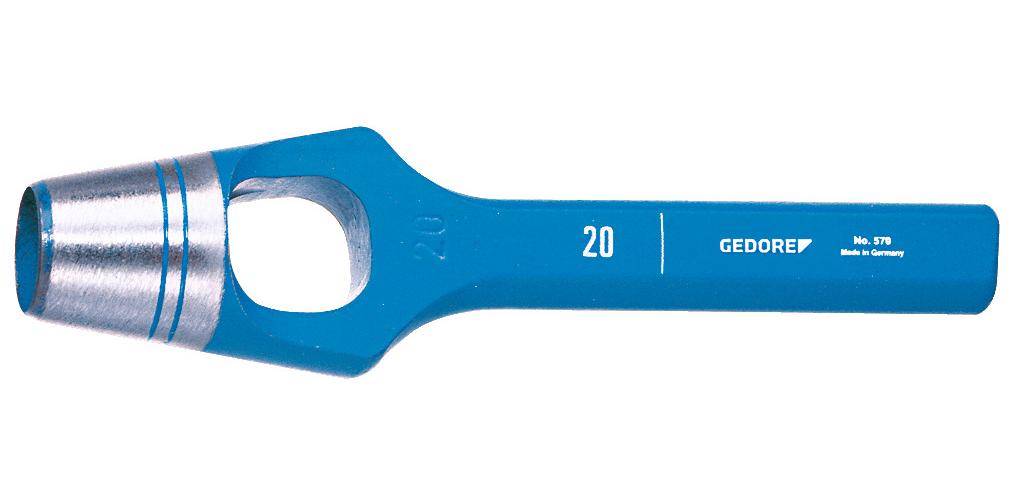 Ein blauer offener Schraubenschlüssel mit einer Größenangabe '20' und dem Wort 'GEDORE' auf dem Griff, auf weißem Hintergrund.