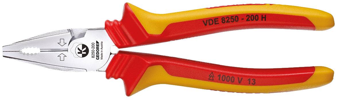 Gedore VDE 8250-200 H VDE-Kraft-Kombinationszange mit Hüllenisolierung 200 mm