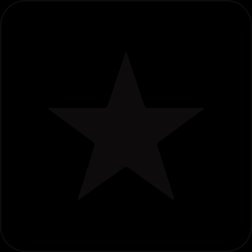 Graues Sternsymbol zentriert in einer abgerundeten Quadratform auf weißem Hintergrund.