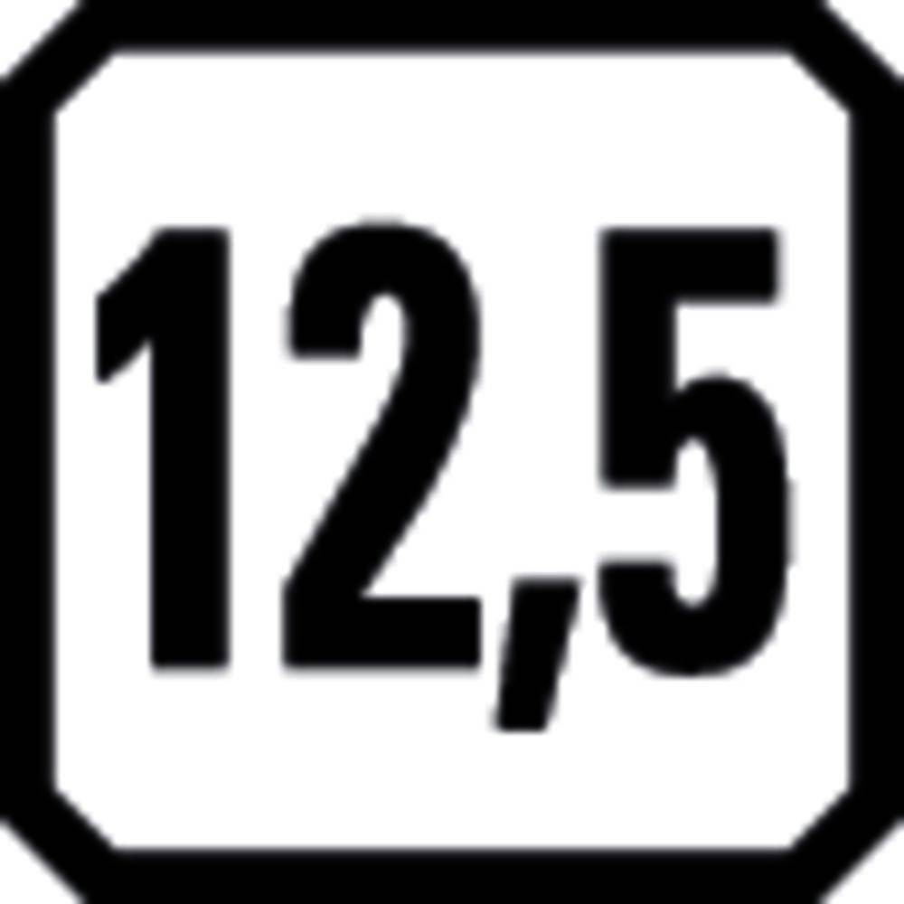 12,5' in einem umrandeten Quadrat, möglicherweise ein Maß oder eine Bewertung anzeigend.