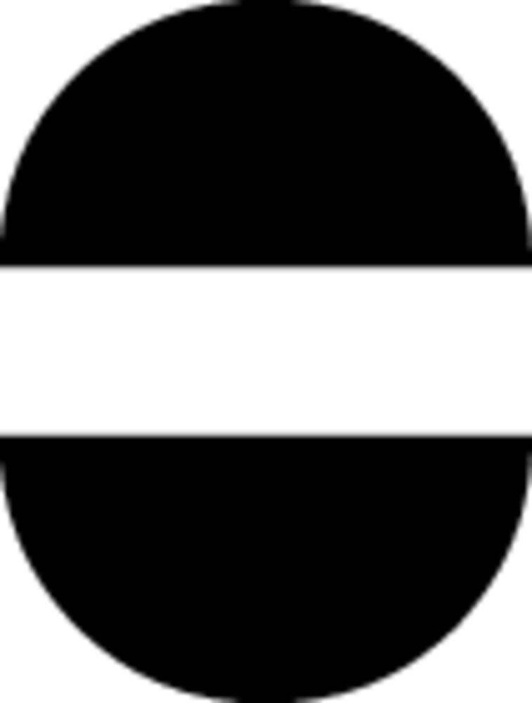 Ein schwarzer Kreis mit einem weißen horizontalen Streifen in der Mitte, der einem Verkehrszeichen 