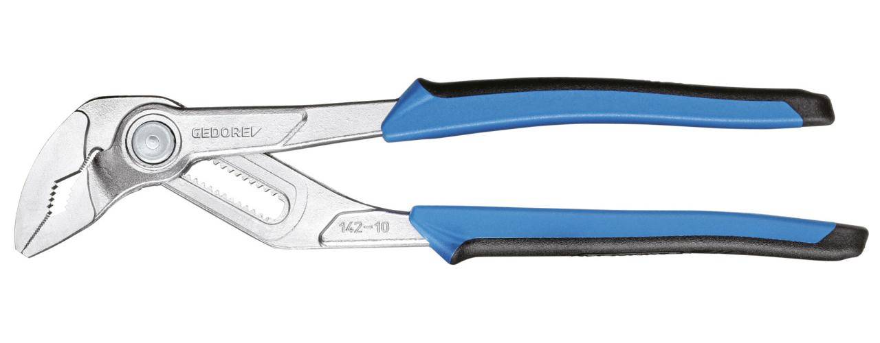 Eine Nahaufnahme von Zangen mit blauen Griffen und sichtbaren Metallbacken, die zum Greifen oder Schneiden konzipiert sind.