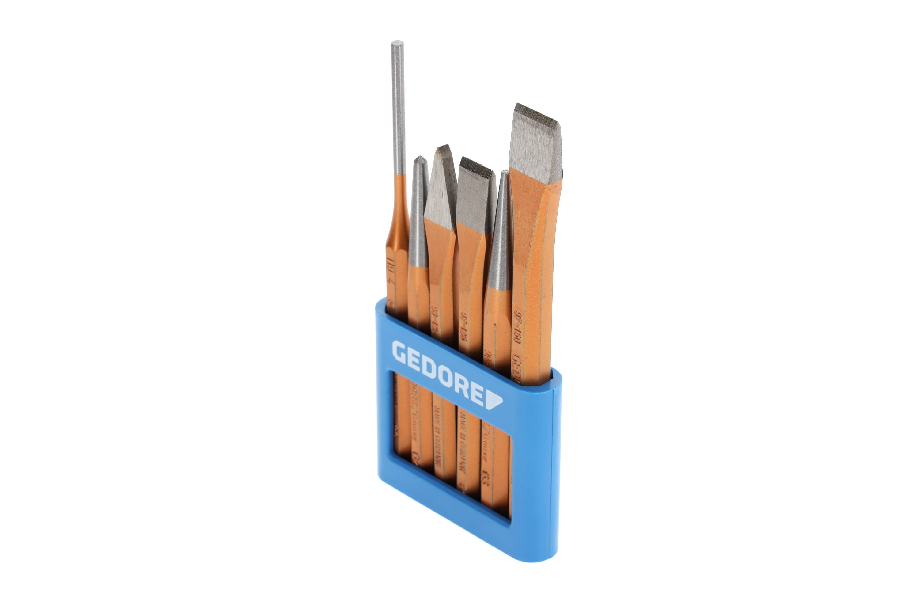 GEDORE Werkzeugsatz, Set 6-teilig, gefüllt, im PVC-Halter, Meißel, Körner, Treiber, Werkzeug, 106