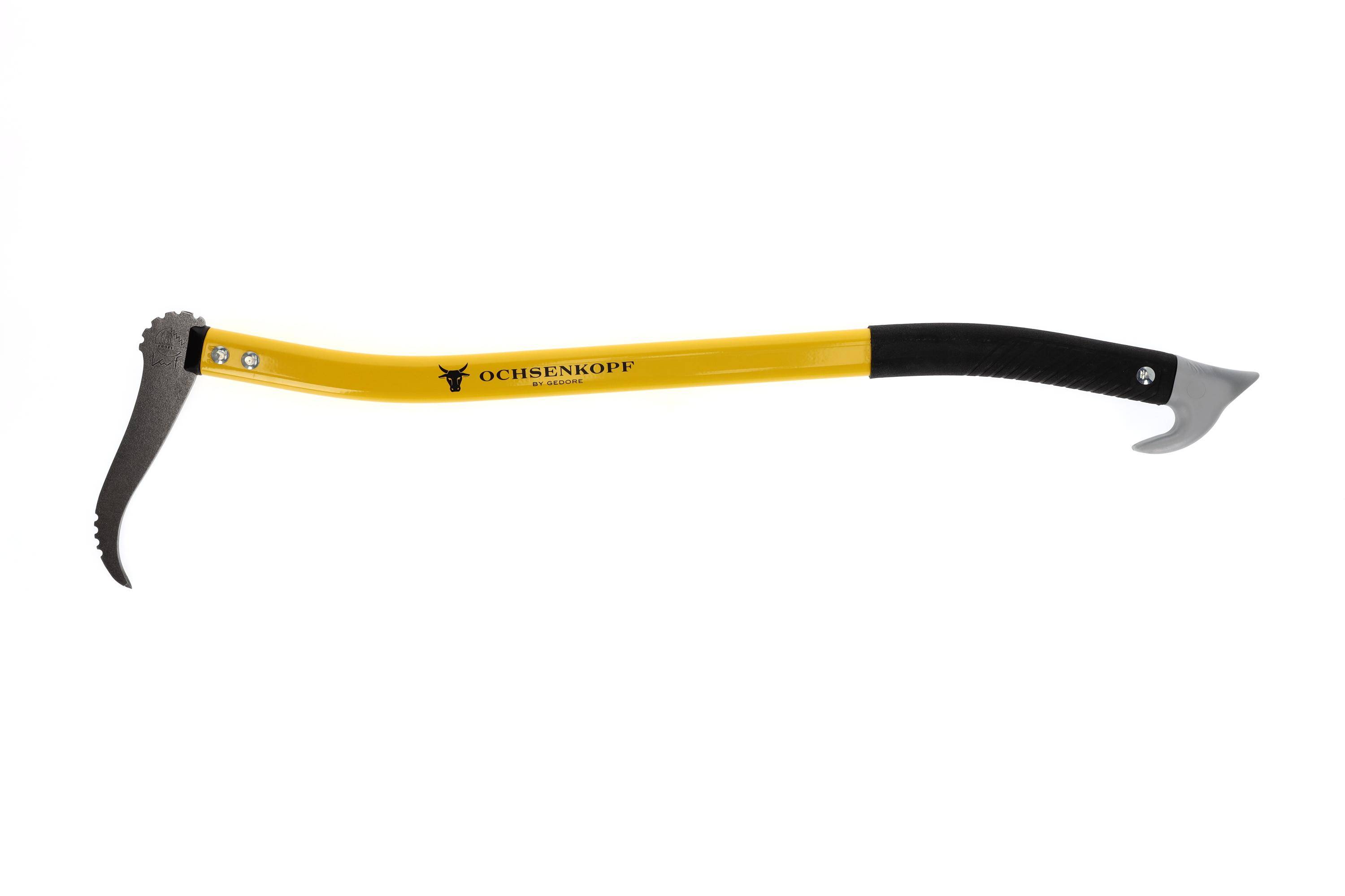 Ein gelber Griff mit der Aufschrift 