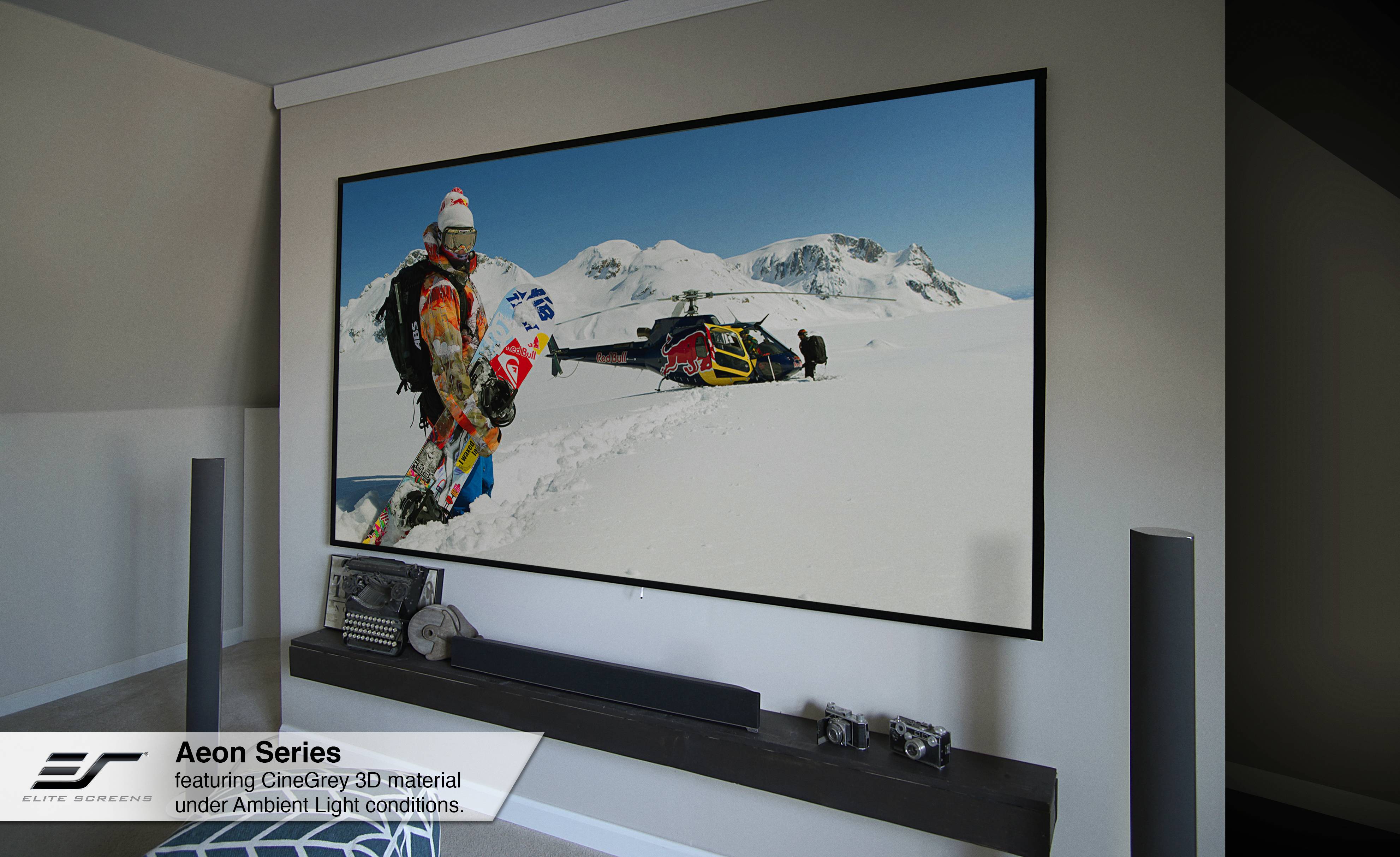 Elite Screens AEON Edge Free Rahmenleinwand 110 Zoll (244 x 137 cm), 16:9, CineWhite