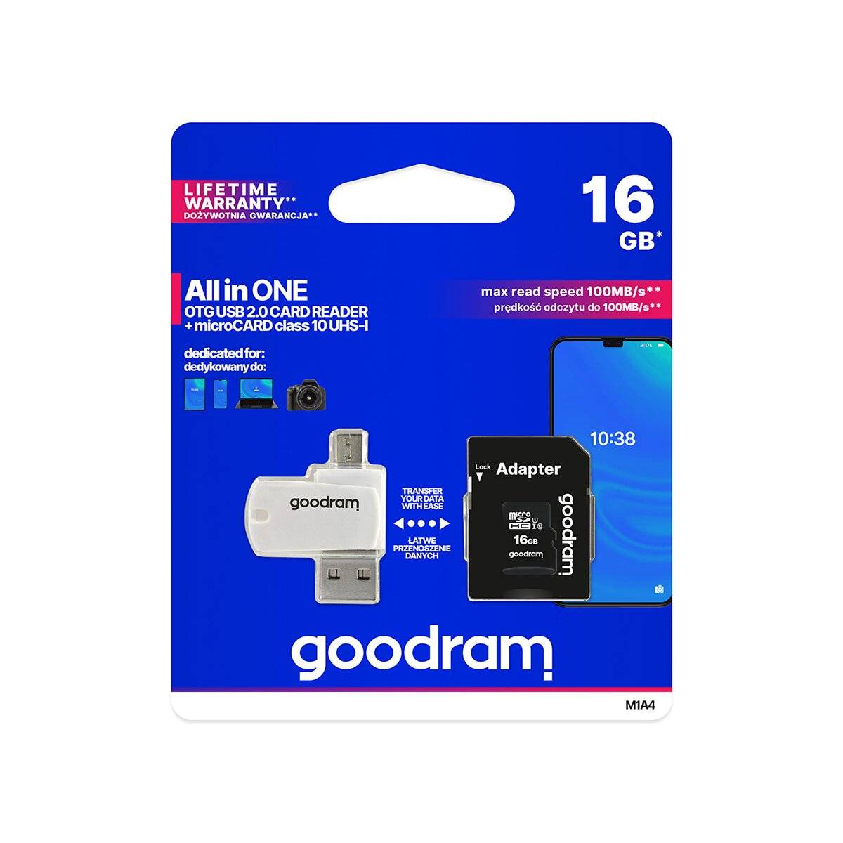 GoodRam memory card 16GB Speicherkarte ALL in ONE microSDHC cl. 10 UHS-I + adapter + USB 2.0