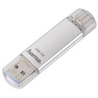 Weiße Hama USB 3.0 Speicherstift mit transparenten Schutzkappe an beiden Enden