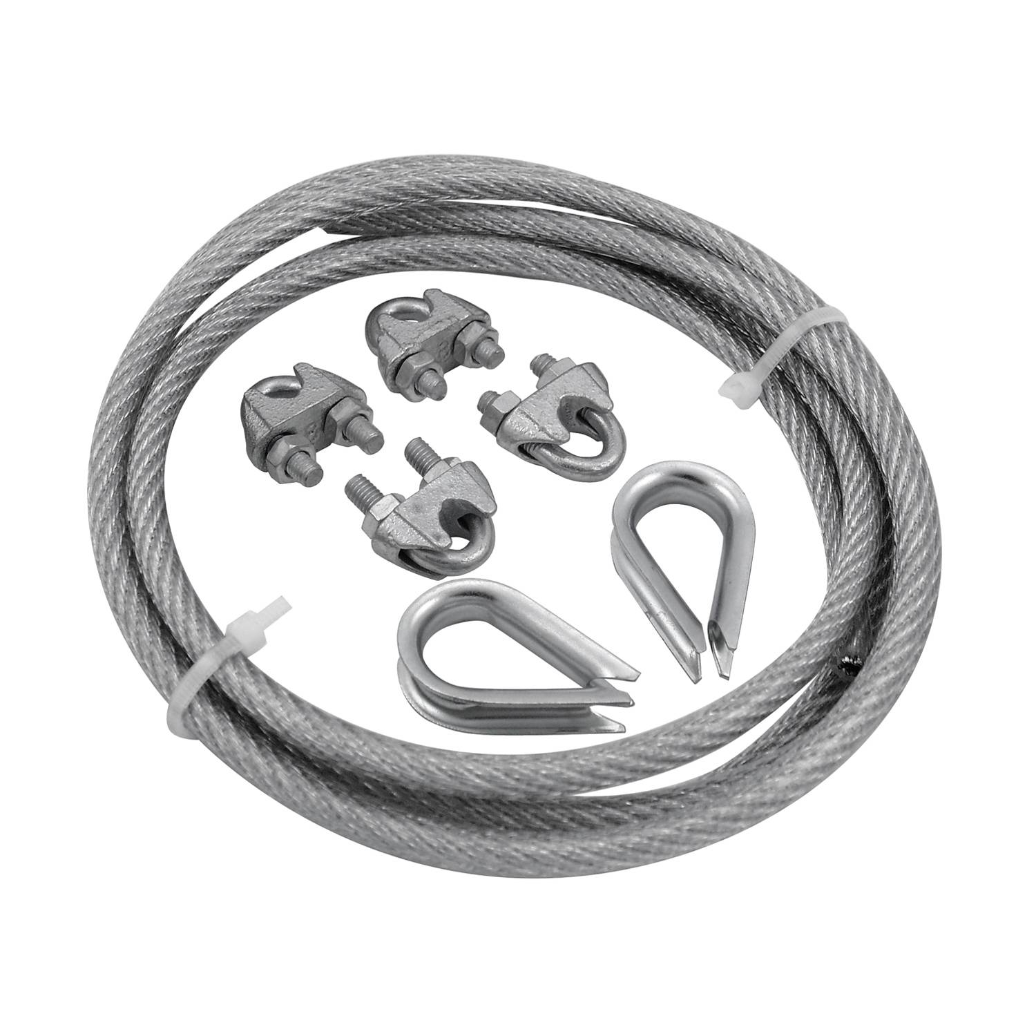 sunprotect 83481 Montageset Nr. 6, Stahlseil 5 m inkl. Zubehör für Sonnensegel, verzinkter Stahl, verzinkt, 7-teilig (1 Set)