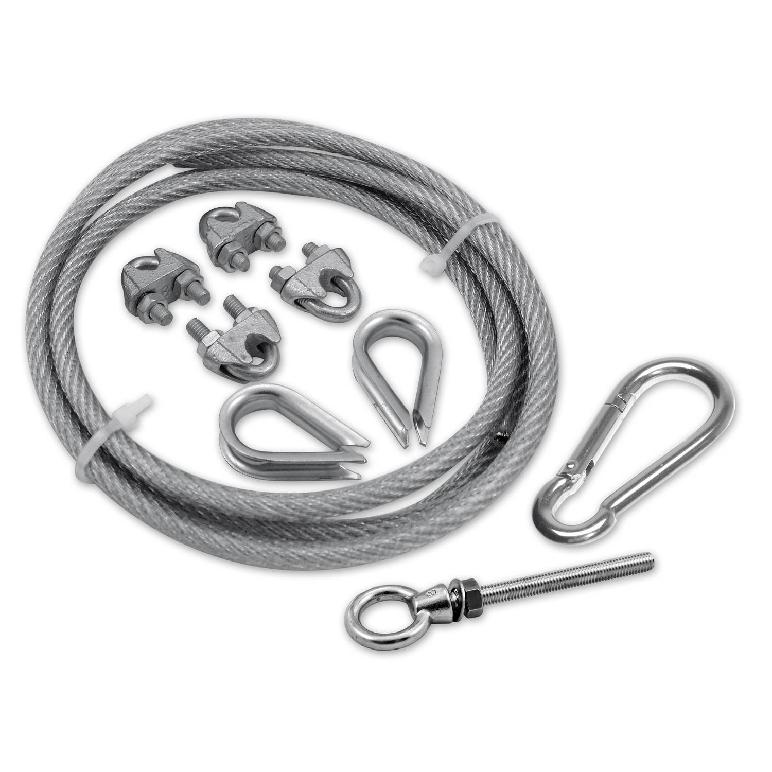 sunprotect 83483 Montageset Nr. 8, Abspannset 2,5 m inkl. Zubehör für Sonnensegel-Stahlmast, verzinkter Stahl, verzinkt, 9-teilig (1 Set)