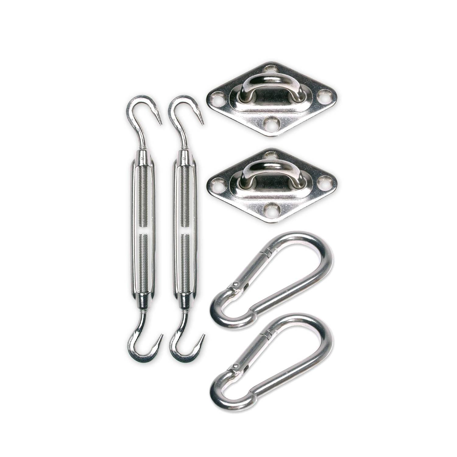 sunprotect SPT83248 Sonnensegel-Montage-Set, Zubehör für viereckige Segel, edelstahlfarben (1 Set, 6-teilig)