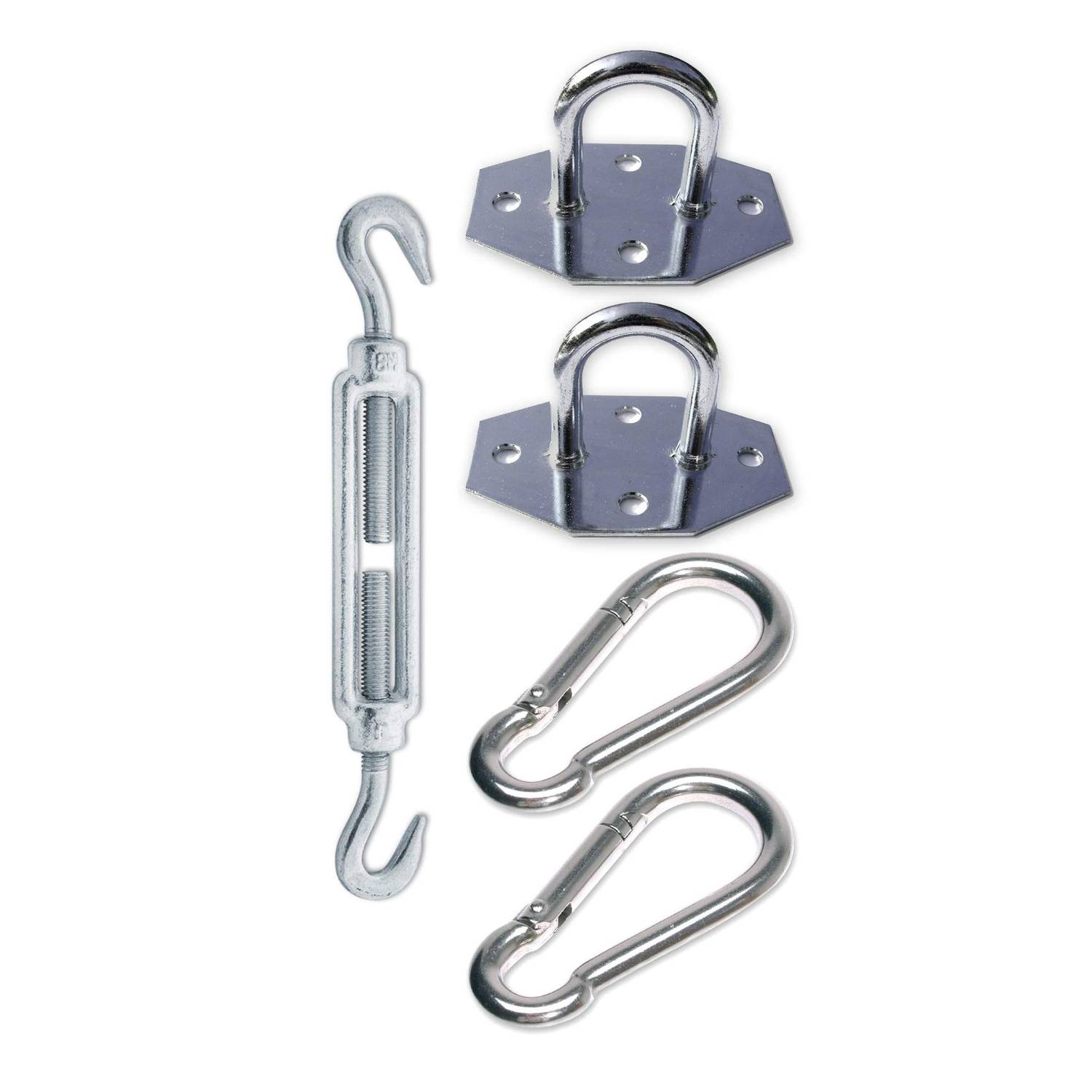 sunprotect SPT83249 Sonnensegel-Montage-Set, Zubehör für dreieckige Segel, stahlfarben (1 Set, 5-teilig)