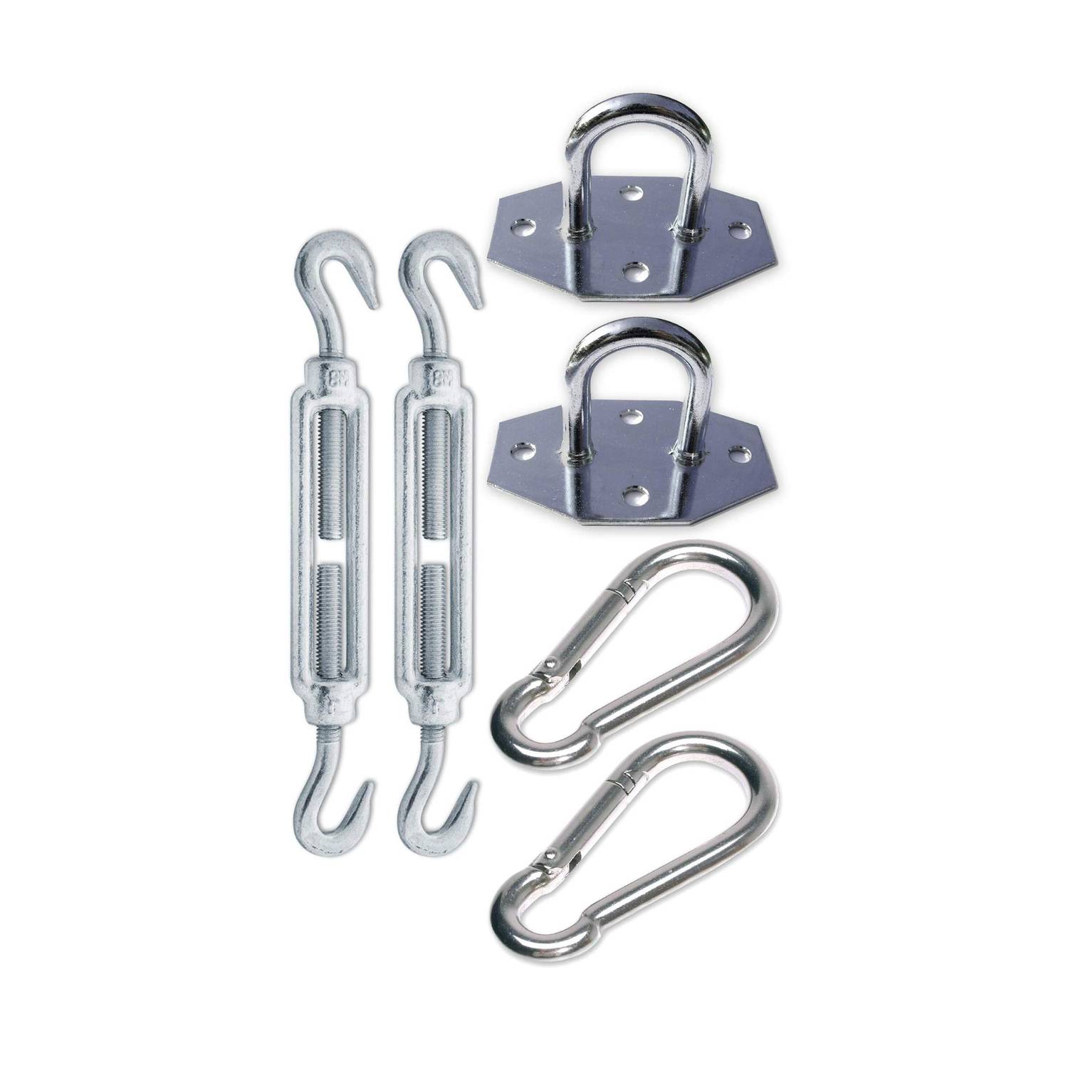 sunprotect 83250 Sonnensegel-Montage-Set, Zubehör für viereckige Segel, stahlfarben (1 Set, 6-teilig)